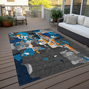 Homeroots 3' Aqua Green And Pink Abstract Washable Indoor Outdoor Area Rug - Perfect For Any Space! 5' X 8' Polyester 599545
