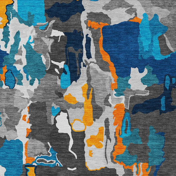 Homeroots 3' Aqua Green And Pink Abstract Washable Indoor Outdoor Area Rug - Perfect For Any Space! 5' X 8' Polyester 599545