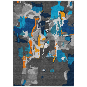 Homeroots 3' Aqua Green And Pink Abstract Washable Indoor Outdoor Area Rug - Perfect For Any Space! 5' X 8' Polyester 599545