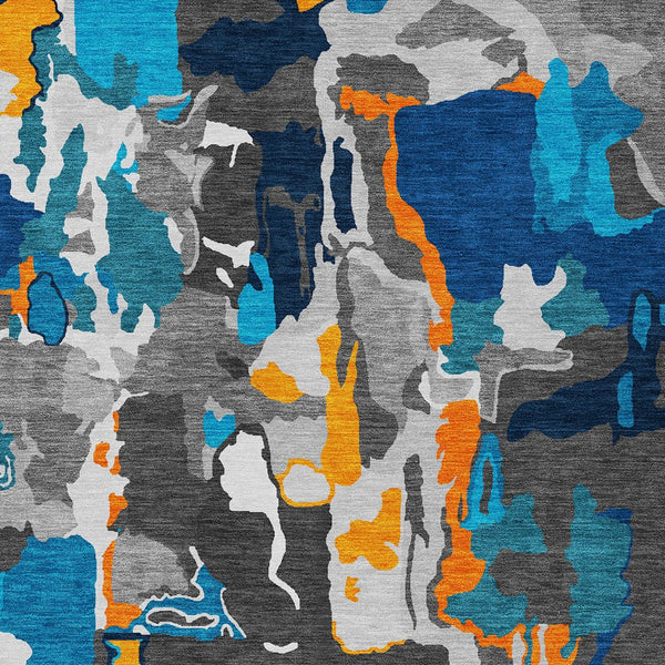 Homeroots 3' Aqua Green And Pink Abstract Washable Indoor Outdoor Area Rug - Perfect For Any Space! 8' X 10' Polyester 599547