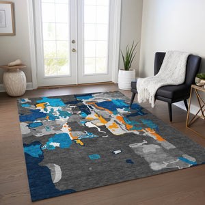 Homeroots 3' Aqua Green And Pink Abstract Washable Indoor Outdoor Area Rug - Perfect For Any Space! 8' X 10' Polyester 599547