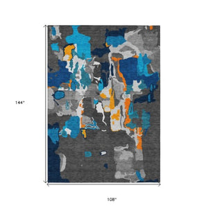 Homeroots 3' Aqua Green And Pink Abstract Washable Indoor Outdoor Area Rug - Perfect For Any Space! 9' X 12' Polyester 599548