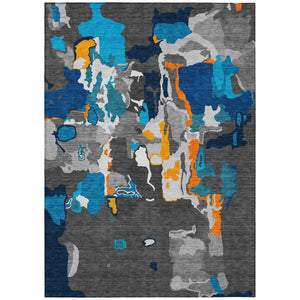 Homeroots 3' Aqua Green And Pink Abstract Washable Indoor Outdoor Area Rug - Perfect For Any Space! 10' X 14' Polyester 599549