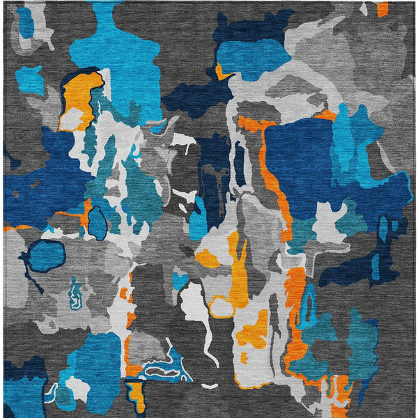 Homeroots 3' Aqua Green And Pink Abstract Washable Indoor Outdoor Area Rug - Perfect For Any Space! 10' X 14' Polyester 599549