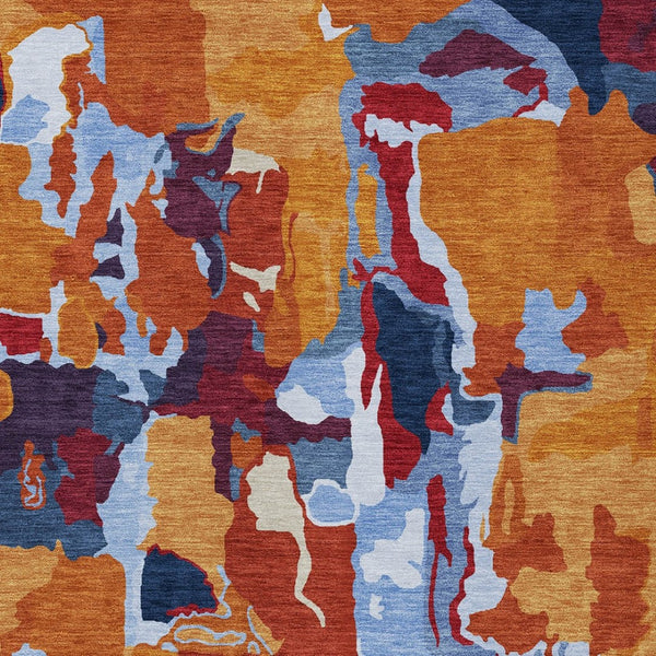 Homeroots 3' Aqua Green And Pink Abstract Washable Indoor Outdoor Area Rug - Perfect For Any Space! 3' X 5' Polyester 599550