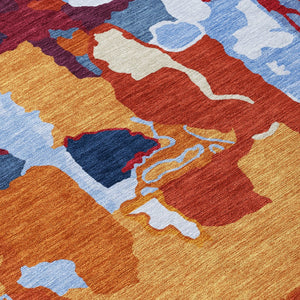 Homeroots 3' Aqua Green And Pink Abstract Washable Indoor Outdoor Area Rug - Perfect For Any Space! 3' X 5' Polyester 599550