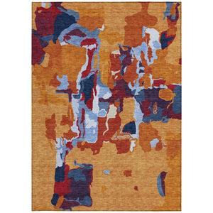 Homeroots 3' Aqua Green And Pink Abstract Washable Indoor Outdoor Area Rug - Perfect For Any Space! 5' X 8' Polyester 599551