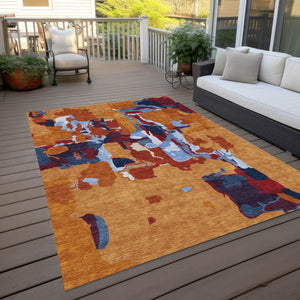 Homeroots 3' Aqua Green And Pink Abstract Washable Indoor Outdoor Area Rug - Perfect For Any Space! 5' X 8' Polyester 599551