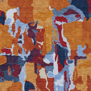 Homeroots 3' Aqua Green And Pink Abstract Washable Indoor Outdoor Area Rug - Perfect For Any Space! 5' X 8' Polyester 599551