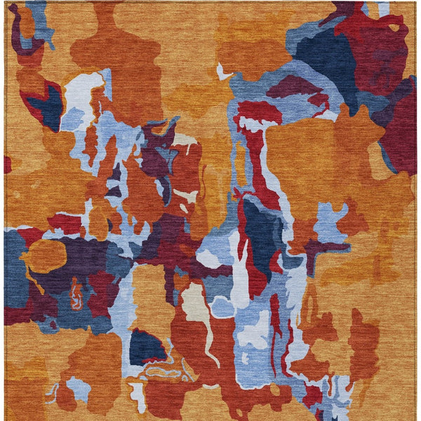 Homeroots 3' Aqua Green And Pink Abstract Washable Indoor Outdoor Area Rug - Perfect For Any Space! 8' X 10' Polyester 599553