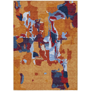 HomeRoots 5' Modern Copper Gray and Burgundy Abstract Washable Area Rug for Indoor and Outdoor Spaces 8' X 10' 599553