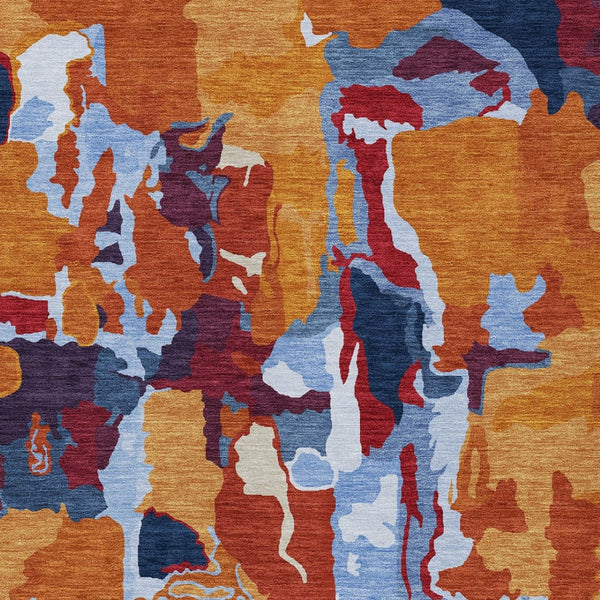 Homeroots 3' Aqua Green And Pink Abstract Washable Indoor Outdoor Area Rug - Perfect For Any Space! 8' X 10' Polyester 599553