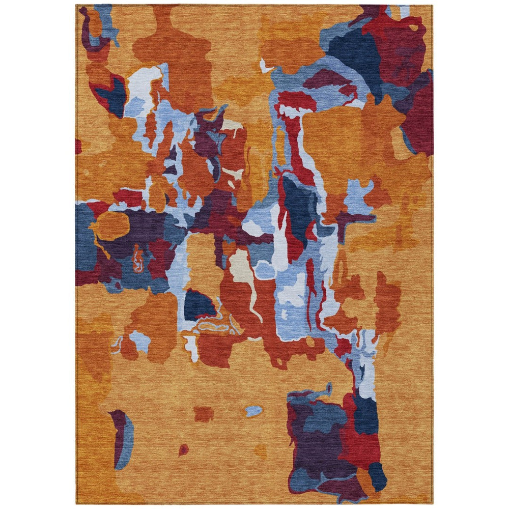 HomeRoots 9' X 12' Copper Gray and Burgundy Abstract Area Rug - Stylish, Washable Mat for Indoor/Outdoor Use 599554
