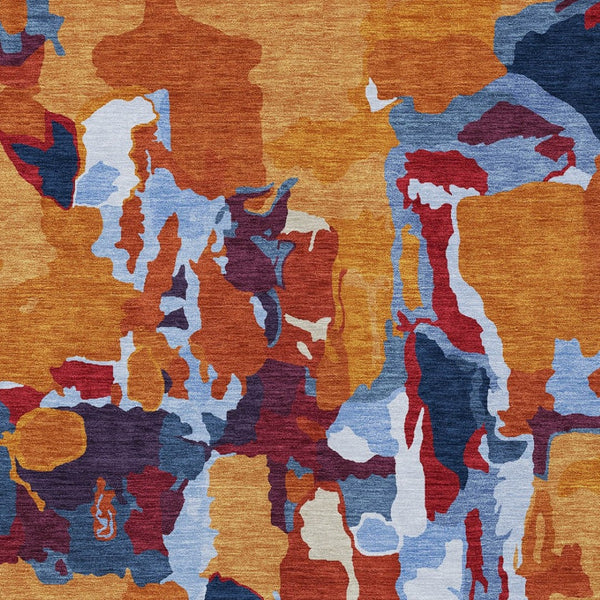 Homeroots 3' Aqua Green And Pink Abstract Washable Indoor Outdoor Area Rug - Perfect For Any Space! 10' X 14' Polyester 599555