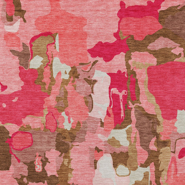 Homeroots 3' Aqua Green And Pink Abstract Washable Indoor Outdoor Area Rug - Perfect For Any Space! 5' X 8' Polyester 599557