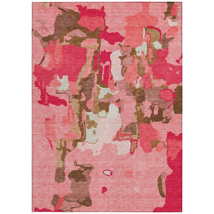 Homeroots 3' Aqua Green And Pink Abstract Washable Indoor Outdoor Area Rug - Perfect For Any Space! 9' X 12' Polyester 599560