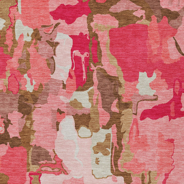 Homeroots 3' Aqua Green And Pink Abstract Washable Indoor Outdoor Area Rug - Perfect For Any Space! 10' X 14' Polyester 599561