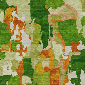 Homeroots 3' Aqua Green And Pink Abstract Washable Indoor Outdoor Area Rug - Perfect For Any Space! 3' X 5' Polyester 599562