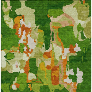 Homeroots 3' Aqua Green And Pink Abstract Washable Indoor Outdoor Area Rug - Perfect For Any Space! 5' X 8' Polyester 599563