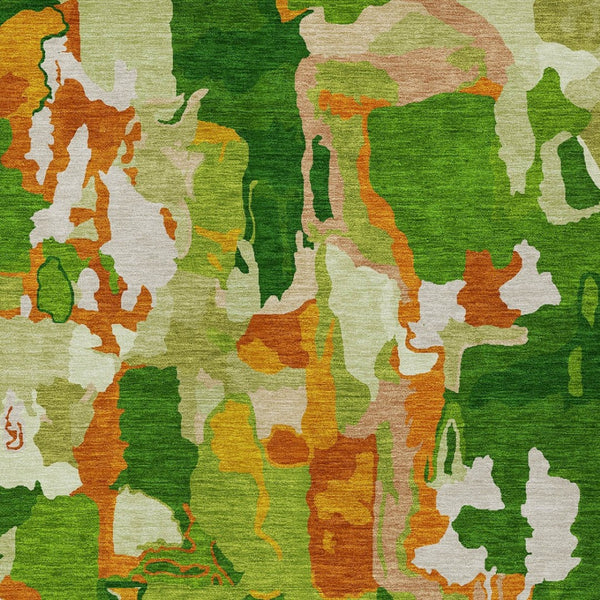 Homeroots 3' Aqua Green And Pink Abstract Washable Indoor Outdoor Area Rug - Perfect For Any Space! 5' X 8' Polyester 599563