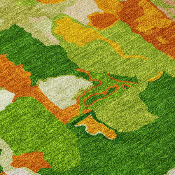 Homeroots 3' Aqua Green And Pink Abstract Washable Indoor Outdoor Area Rug - Perfect For Any Space! 8' Round Polyester 599564