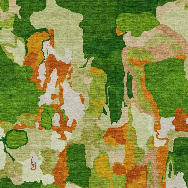 Homeroots 3' Aqua Green And Pink Abstract Washable Indoor Outdoor Area Rug - Perfect For Any Space! 8' X 10' Polyester 599565