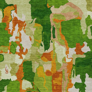 Homeroots 3' Aqua Green And Pink Abstract Washable Indoor Outdoor Area Rug - Perfect For Any Space! 10' X 14' Polyester 599567