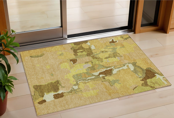 Homeroots 3' Aqua Green And Pink Abstract Washable Indoor Outdoor Area Rug - Perfect For Any Space! 3' X 5' Polyester 599568