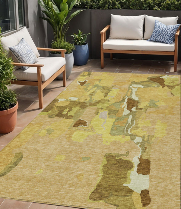 Homeroots 3' Aqua Green And Pink Abstract Washable Indoor Outdoor Area Rug - Perfect For Any Space! 5' X 8' Polyester 599569