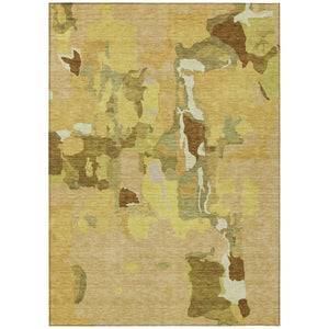 HomeRoots 5' Versatile Gold Brown and Green Abstract Indoor Outdoor Area Rug - Machine Washable Durability 5' X 8' 599569