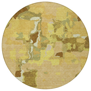 Homeroots 3' Aqua Green And Pink Abstract Washable Indoor Outdoor Area Rug - Perfect For Any Space! 8' Round Polyester 599570