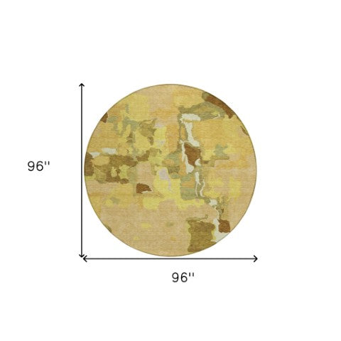 Homeroots 3' Aqua Green And Pink Abstract Washable Indoor Outdoor Area Rug - Perfect For Any Space! 8' Round Polyester 599570