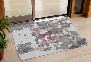 Homeroots 3' Aqua Green And Pink Abstract Washable Indoor Outdoor Area Rug - Perfect For Any Space! 3' X 5' Polyester 599574