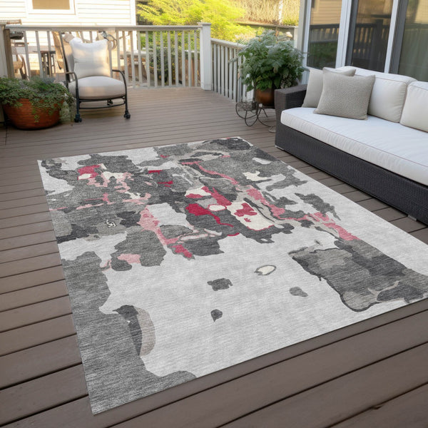 Homeroots 3' Aqua Green And Pink Abstract Washable Indoor Outdoor Area Rug - Perfect For Any Space! 3' X 5' Polyester 599574