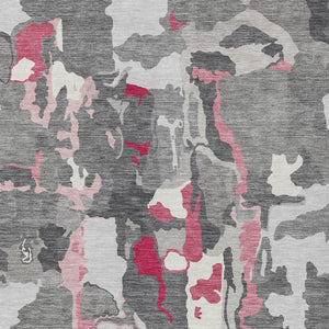 Homeroots 3' Aqua Green And Pink Abstract Washable Indoor Outdoor Area Rug - Perfect For Any Space! 5' X 8' Polyester 599575