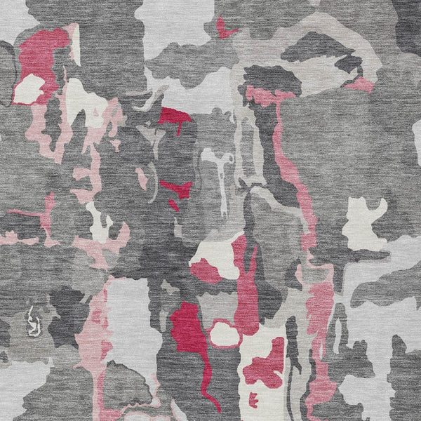 Homeroots 3' Aqua Green And Pink Abstract Washable Indoor Outdoor Area Rug - Perfect For Any Space! 5' X 8' Polyester 599575