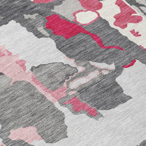 Homeroots 3' Aqua Green And Pink Abstract Washable Indoor Outdoor Area Rug - Perfect For Any Space! 8' Round Polyester 599576