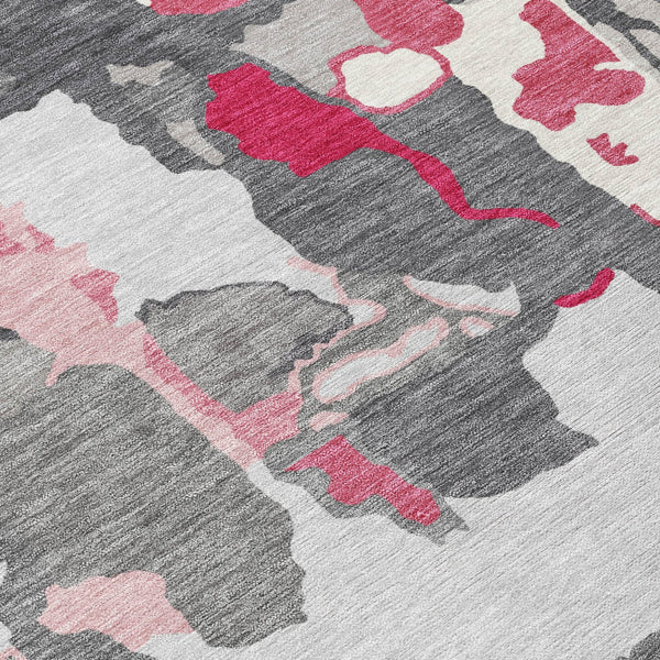 Homeroots 3' Aqua Green And Pink Abstract Washable Indoor Outdoor Area Rug - Perfect For Any Space! 8' Round Polyester 599576