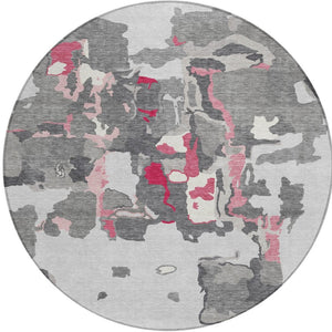 Homeroots 3' Aqua Green And Pink Abstract Washable Indoor Outdoor Area Rug - Perfect For Any Space! 8' Round Polyester 599576