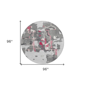 Homeroots 3' Aqua Green And Pink Abstract Washable Indoor Outdoor Area Rug - Perfect For Any Space! 8' Round Polyester 599576