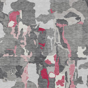 Homeroots 3' Aqua Green And Pink Abstract Washable Indoor Outdoor Area Rug - Perfect For Any Space! 8' X 10' Polyester 599577