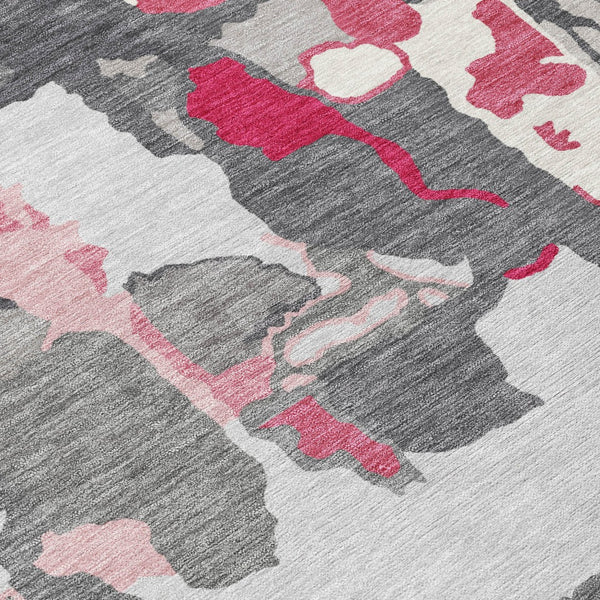 Homeroots 3' Aqua Green And Pink Abstract Washable Indoor Outdoor Area Rug - Perfect For Any Space! 8' X 10' Polyester 599577