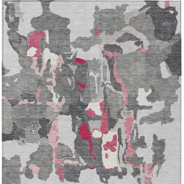 Homeroots 3' Aqua Green And Pink Abstract Washable Indoor Outdoor Area Rug - Perfect For Any Space! 9' X 12' Polyester 599578