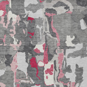 Homeroots 3' Aqua Green And Pink Abstract Washable Indoor Outdoor Area Rug - Perfect For Any Space! 9' X 12' Polyester 599578