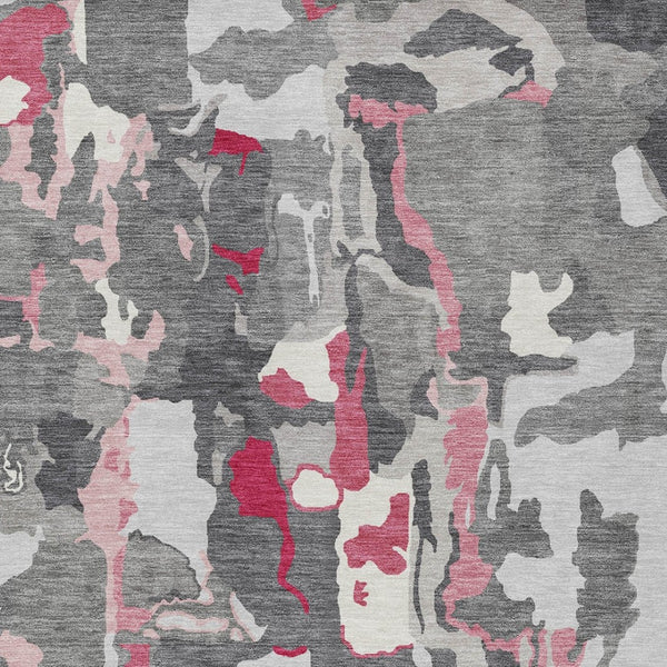 Homeroots 3' Aqua Green And Pink Abstract Washable Indoor Outdoor Area Rug - Perfect For Any Space! 9' X 12' Polyester 599578