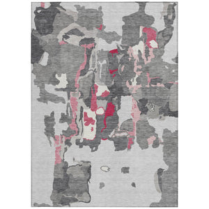 Homeroots 3' Aqua Green And Pink Abstract Washable Indoor Outdoor Area Rug - Perfect For Any Space! 10' X 14' Polyester 599579
