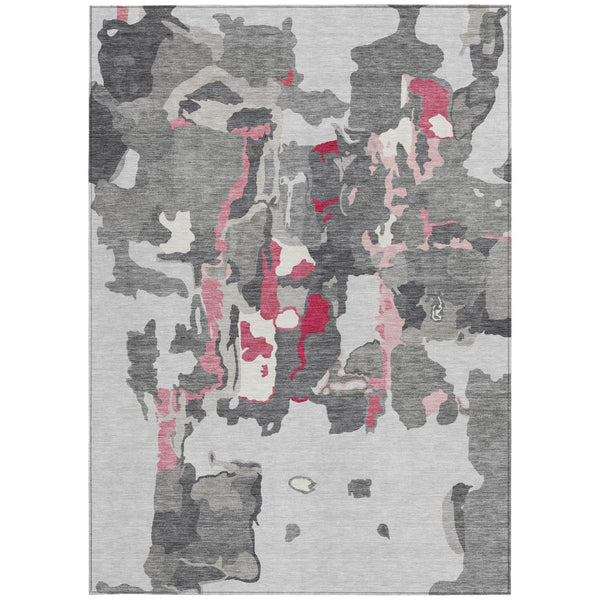Homeroots 3' Aqua Green And Pink Abstract Washable Indoor Outdoor Area Rug - Perfect For Any Space! 10' X 14' Polyester 599579