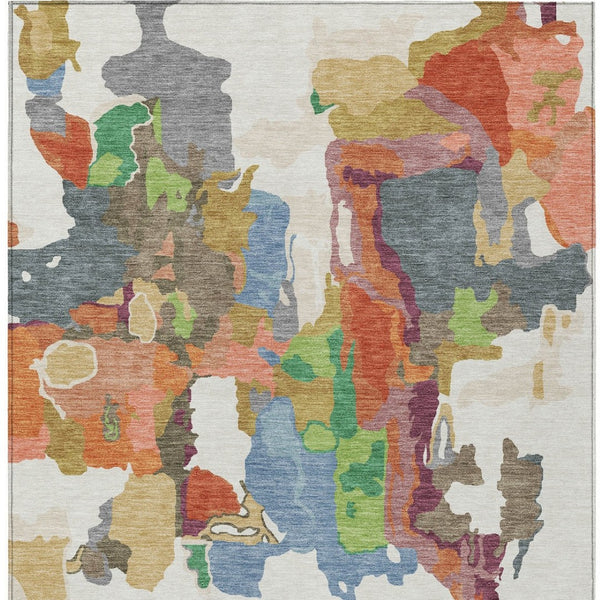 Homeroots 3' Aqua Green And Pink Abstract Washable Indoor Outdoor Area Rug - Perfect For Any Space! 3' X 5' Polyester 599580