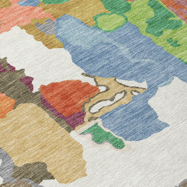 Homeroots 3' Aqua Green And Pink Abstract Washable Indoor Outdoor Area Rug - Perfect For Any Space! 3' X 5' Polyester 599580