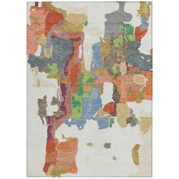 Homeroots 3' Aqua Green And Pink Abstract Washable Indoor Outdoor Area Rug - Perfect For Any Space! 9' X 12' Polyester 599584